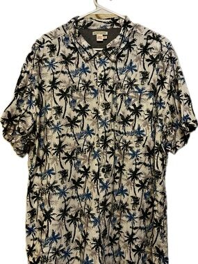 Carbon2Cobalt Men’s XXL Palm Tree Camp Shirt 100% Cotton Tropical Hawaiian